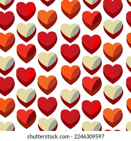 Vector seamless love symbol half-drop pattern, with stylish hearts