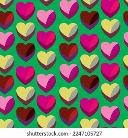 Vector seamless love symbol half-drop pattern, with stylish hearts  


