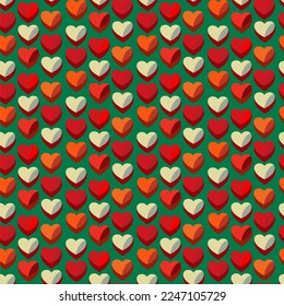 Vector seamless love symbol half-drop pattern, with stylish hearts