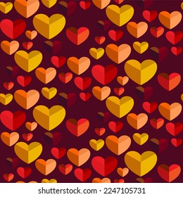 Vector seamless love symbol half-drop pattern, with stylish hearts