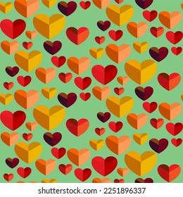 Vector seamless love symbol half-drop pattern, with stylish hearts