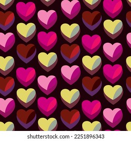 Vector seamless love symbol half-drop pattern, with stylish hearts  

