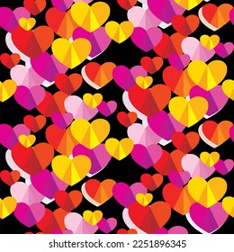 Vector seamless love symbol half-drop pattern, with stylish hearts