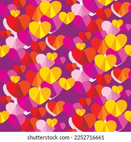 Vector seamless love symbol half-drop pattern, with stylish hearts