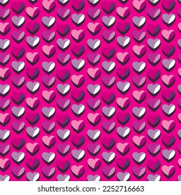 Vector seamless love symbol half-drop pattern, with stylish hearts  

