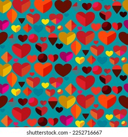 Vector seamless love symbol half-drop pattern, with stylish hearts