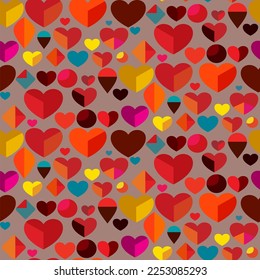 Vector seamless love symbol half-drop pattern, with stylish hearts