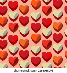 Vector seamless love symbol half-drop pattern, with stylish hearts