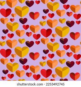 Vector seamless love symbol half-drop pattern, with stylish hearts