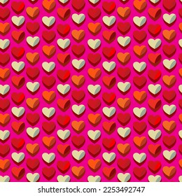 Vector seamless love symbol half-drop pattern, with stylish hearts