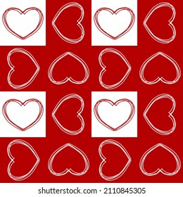 Vector seamless love symbol pattern, with stylish hearts