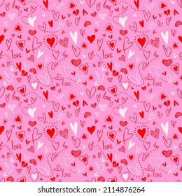 Vector seamless love symbol pattern, with stylish hearts