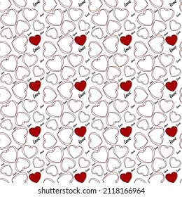 Vector seamless love symbol pattern, with stylish hearts