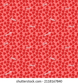 Vector seamless love symbol pattern, with stylish hearts and word "Love"