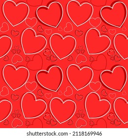 Vector seamless love symbol pattern, with stylish hearts and word "happy valentine's day"