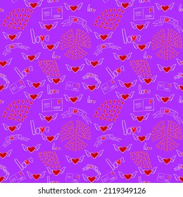 Vector seamless love symbol pattern, with stylish hearts