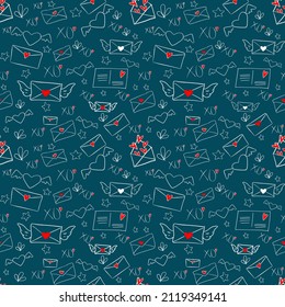 Vector seamless love symbol pattern, with stylish hearts