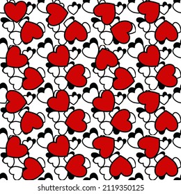 Vector seamless love symbol pattern, with stylish hearts