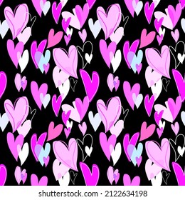 Vector seamless love symbol pattern, with stylish hearts