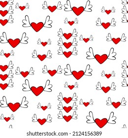 Vector seamless love symbol pattern, with stylish hearts