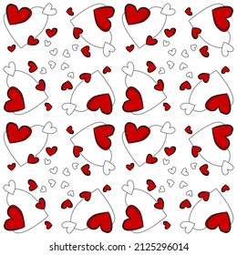 Vector seamless love symbol pattern, with stylish hearts
