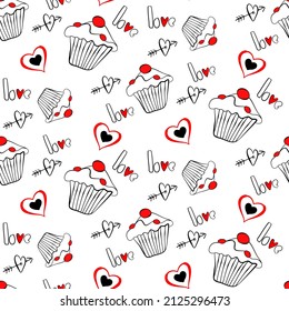 Vector seamless love symbol pattern, with stylish hearts