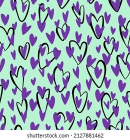 Vector seamless love symbol pattern, with stylish hearts