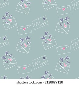 Vector seamless love symbol pattern, with stylish hearts and card