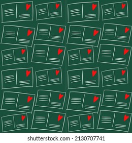 Vector seamless love symbol pattern, with stylish hearts and card