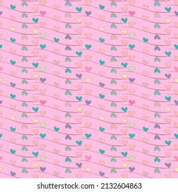 Vector seamless love symbol pattern, with stylish hearts