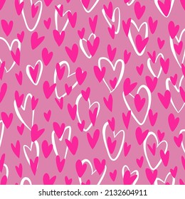 Vector seamless love symbol pattern, with stylish hearts