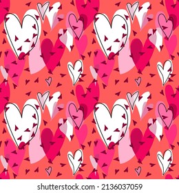Vector seamless love symbol pattern, with stylish hearts