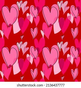 Vector seamless love symbol pattern, with stylish hearts