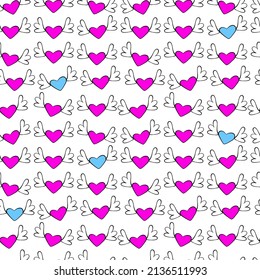 Vector seamless love symbol pattern, with stylish hearts