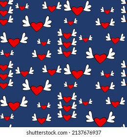 Vector seamless love symbol pattern, with stylish hearts