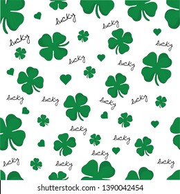 Vector seamless lucky clover pattern. Clover pattern for Saint Patrick's Day.