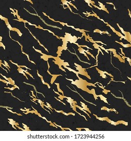 Vector Seamless Luxury Gold Marble Pattern on a Dark Background. Metalic, Elegant, Stone, Marbled Effect useful for: Greeting Cards, Posters, Surface Design, Interior Design.