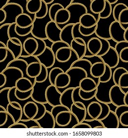 Vector seamless luxury pattern with gold chains on dark back.