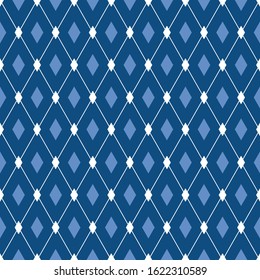 Vector seamless male pattern. Blue diamonds abstract background. For fabric print, wallpaper design, backdrop
