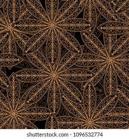 Vector seamless mandala background. Luxury golden design.