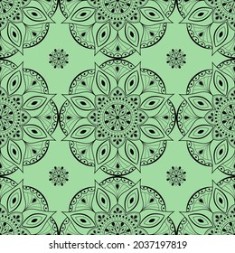 Vector seamless mandala with a pattern. Patterned background with doodles.Vintage decorative elements. A hand-drawn background.Islam,Arab, Indian.Ottoman motifs. Ideal for printing on fabric or paper.