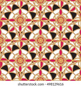 Vector seamless mandala pattern. Surface pattern design. Fabric print. Ethnic, tribal, indian, islam,arabic motifs. Hand drawn abstract background