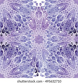 Vector seamless mandala pattern. Watercolor mandala background
