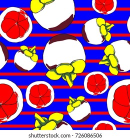 Vector seamless mangosteen background for graphic design.