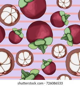 Vector seamless mangosteen background for graphic design.