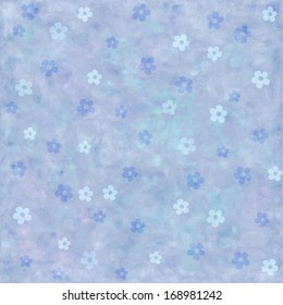 Vector seamless marble background with blue flowers.