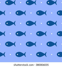 Vector seamless marine fish pattern. Baby pattern. Animal pattern. Vector illustration