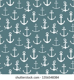 vector seamless marine pattern with anchors