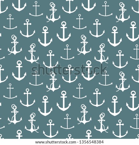 vector seamless marine pattern with anchors
