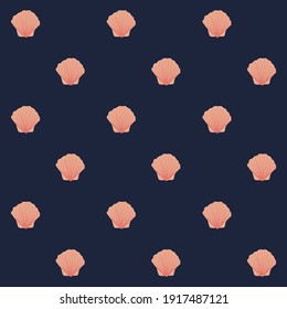 Vector seamless marine pattern with shells. Ocean life and sea creatures or animals. Nautical background